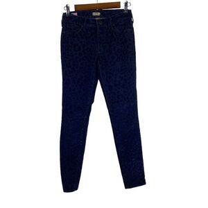 True Religion Halle Super Skinny Jeans Black & Blue flocked leopard size 25